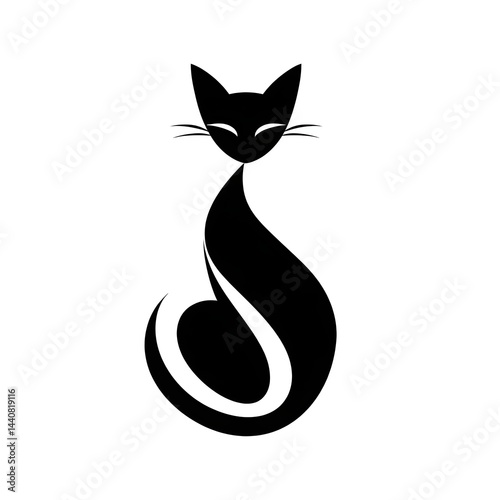 Wallpaper Mural Stylish black cat illustration featuring a sleek silhouette. Perfect for pet lovers, this design captures the elegance and playful nature of felines in a minimalist style. Torontodigital.ca