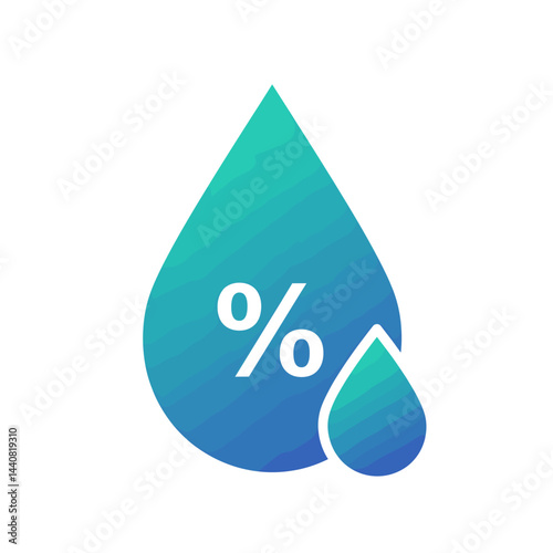 Humidity Percentage Icon: A refreshing and symbolic illustration of a water droplet featuring a percentage sign, symbolizing humidity measurement and environmental awareness.