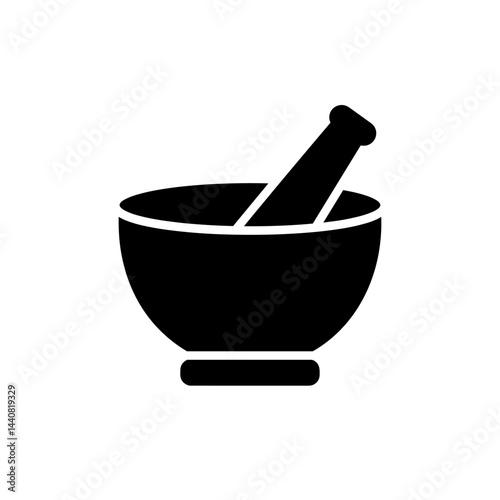 Mortar and Pestle Silhouette: A minimalist silhouette of a mortar and pestle, representing the essence of traditional medicine, culinary arts, or scientific experimentation.