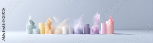 A vibrant display of colorful candles with soft textures, creating a serene and calming atmosphere for home decor enthusiasts.