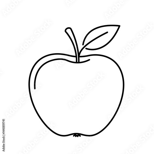 Apple Icon: A simple yet elegant line art icon depicting a whole apple, symbolizing knowledge, health, and freshness, suitable for website designs, app icons, and various graphic projects. 