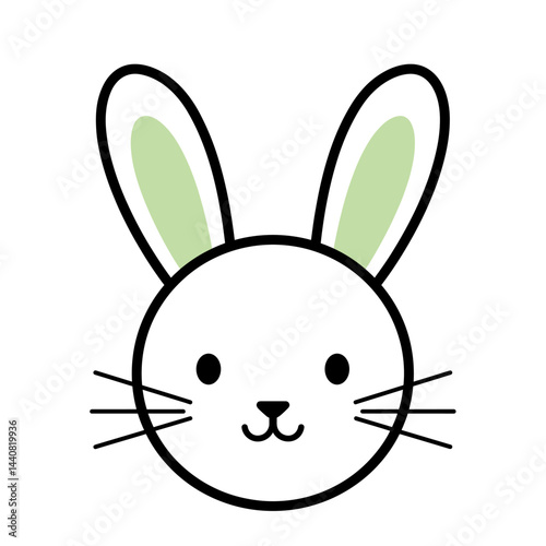 Cute bunny head: Minimalist illustration of a sweet bunny face with big ears and a charming smile, perfect for adding a touch of whimsy.