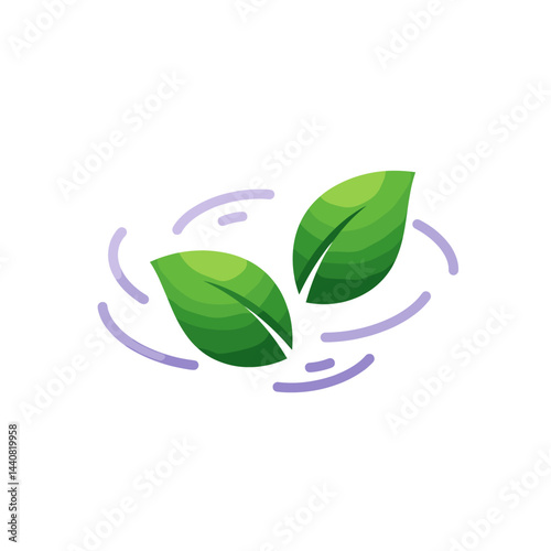 Dancing Leaves: Two vibrant green leaves dance in the gentle breeze, symbolizing the vitality and fresh air, creating a sense of serenity and environmental awareness.