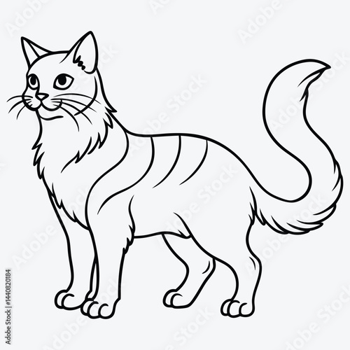 American Curl silhouette white background illustration, Generative Ai
