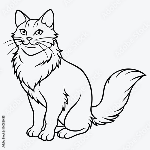 American Curl silhouette white background illustration, Generative Ai