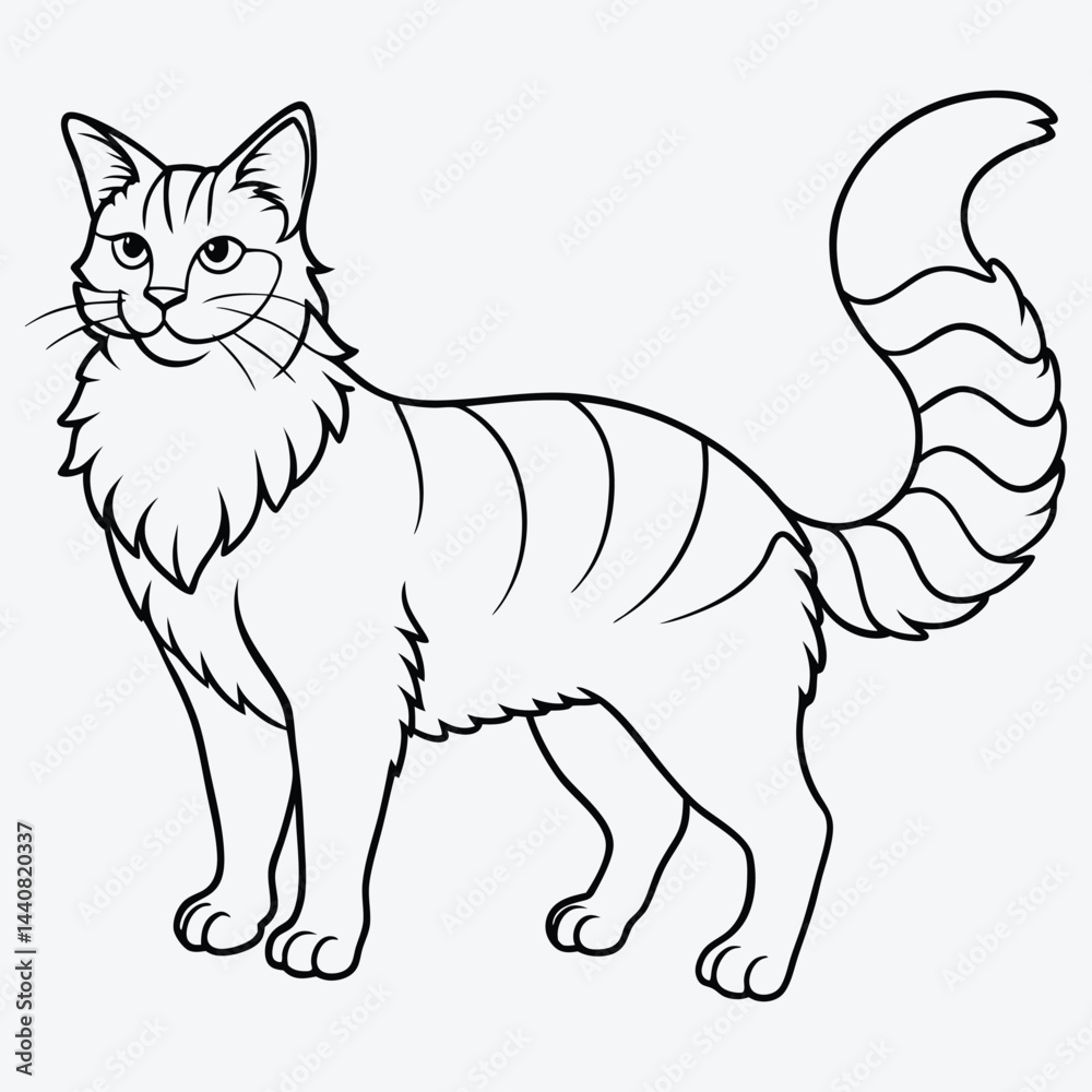 Obraz premium American Curl silhouette white background illustration, Generative Ai