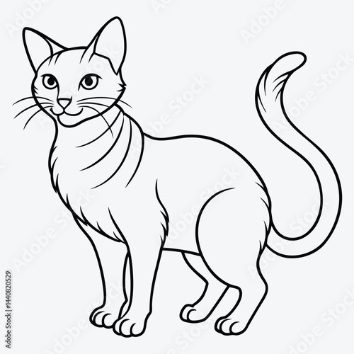 American Curl silhouette white background illustration, Generative Ai