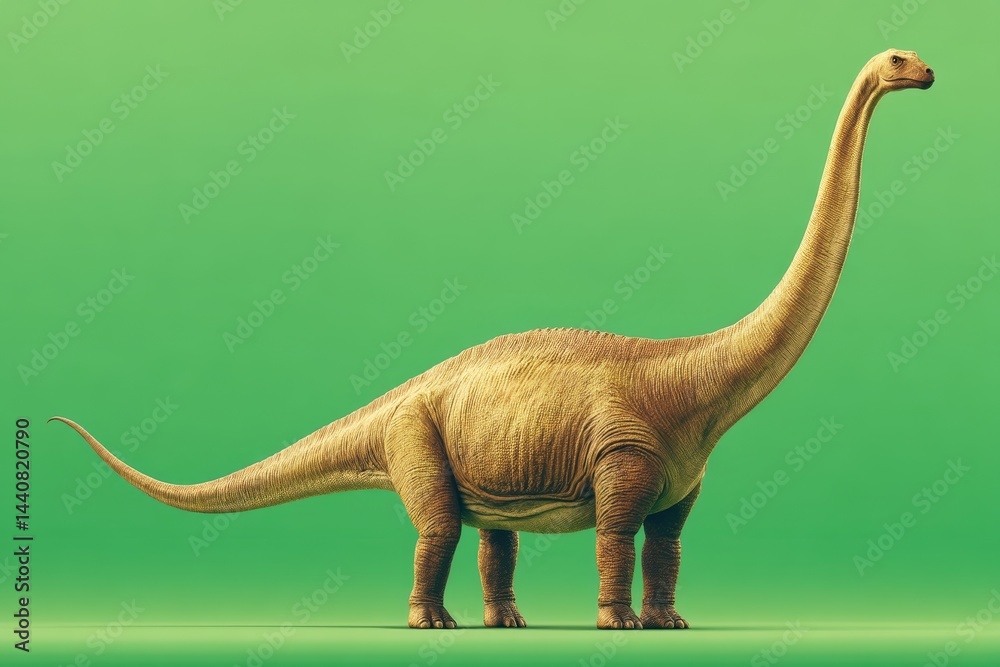 Fototapeta premium Realistic brachiosaurus on vibrant green background