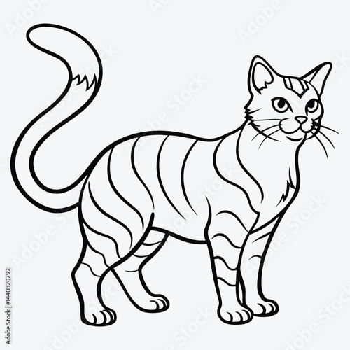 American Curl silhouette white background illustration, Generative Ai
