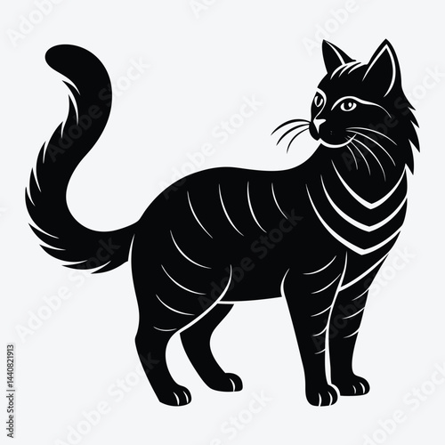 American Curl silhouette white background illustration, Generative Ai