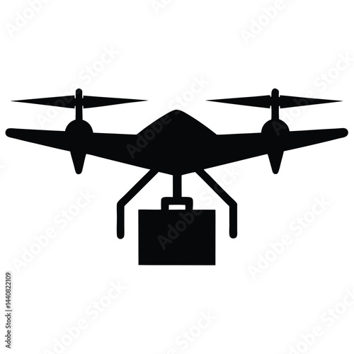 Minimalist Silhouette of a Delivery Drone Carrying Package