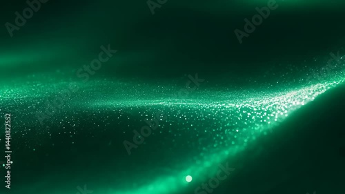 Abstract Deep Green Wave Wallpaper with Glow and Shimmer Effects