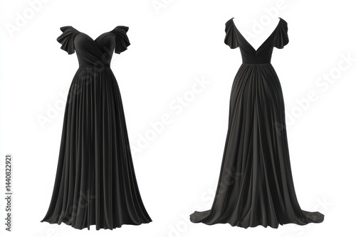 Wallpaper Mural Elegant black A-line gown featuring a flattering V-neckline and flowing skirt, ideal for formal events and sophisticated occasions. Torontodigital.ca