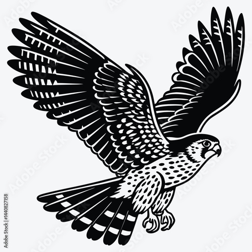 American Kestrel silhouette white background illustration, Generative Ai