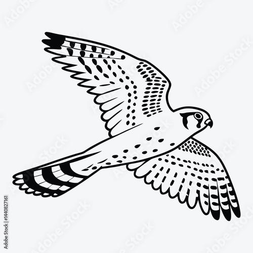 American Kestrel silhouette white background illustration, Generative Ai