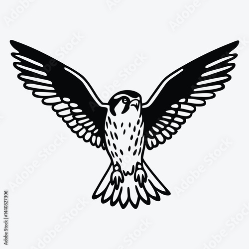 American Kestrel silhouette white background illustration, Generative Ai