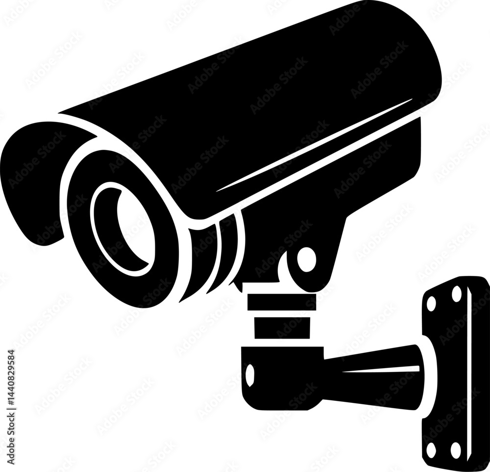 Vector illustration of a security camera mounted on a wall. Vector illustration of a security camera mounted on a wall.