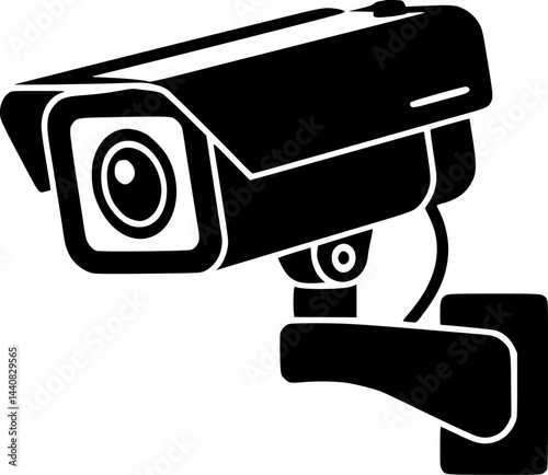Vector illustration of a security camera mounted on a wall.
