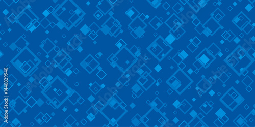 Vector Blue Tech Finance Fintech Background. Abstract Pixel Seamless Pattern. Digital Business Technology or Science Research Presentation Backdrop.
