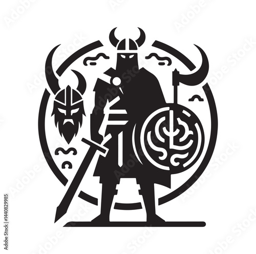 viking warrior silhouette vector illustration