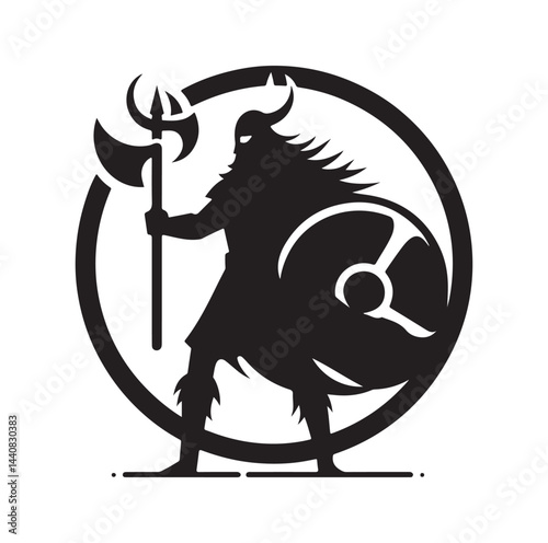 viking warrior silhouette vector illustration
