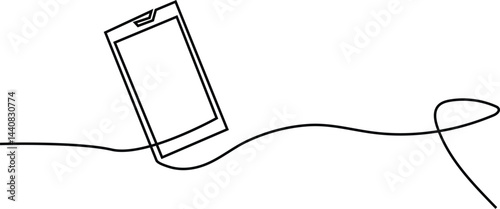 mobile phone oneline drawing background. Continuous line art of smartphone. Vector illustration, 