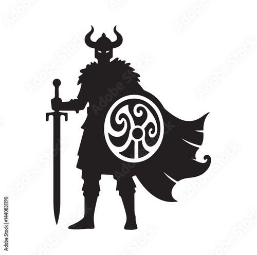 viking warrior silhouette vector illustration