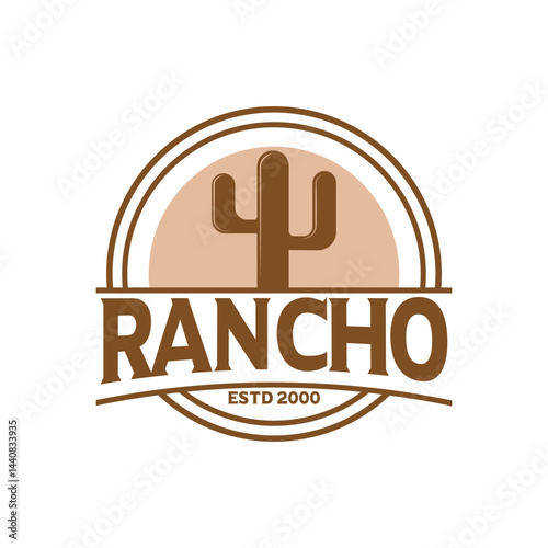 ranch cactus logo design vintage style