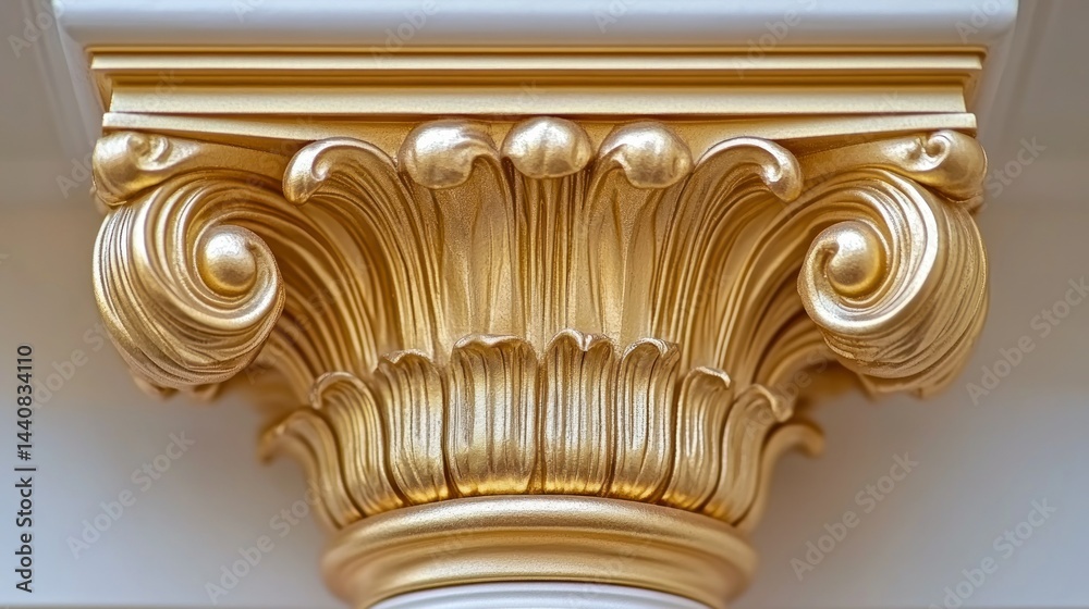 Naklejka premium Ornate golden column capital