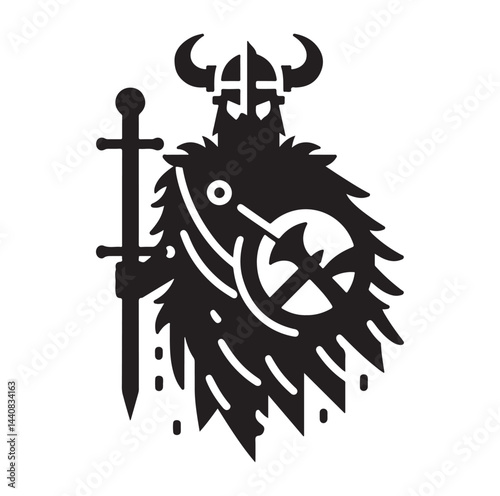 viking warrior silhouette vector illustration