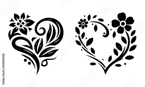 Wallpaper Mural Black floral vector design element set with ornate swirls, leaves, and butterfly silhouettes for vintage decoration Torontodigital.ca