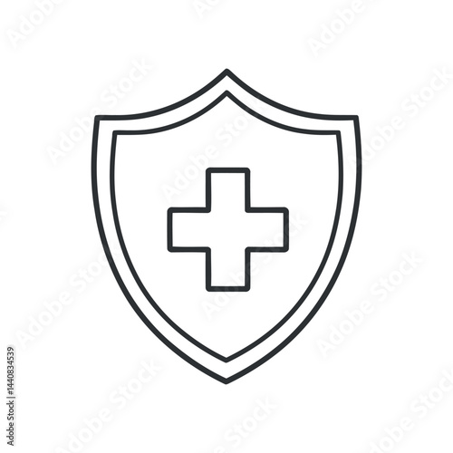 Health Protection Shield Icon With Cross Symbol For Medical Safety And Security Healthcare And Protection