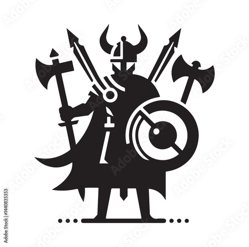 viking warrior silhouette vector illustration