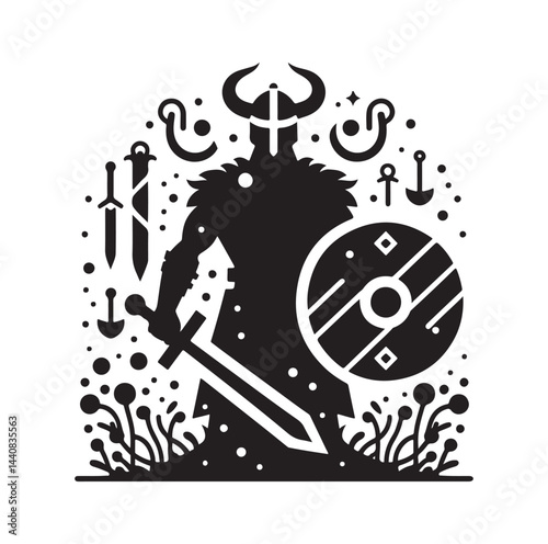 viking warrior silhouette vector illustration
