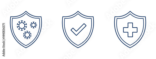 Set Of Medical Protection Shields Against Viruses,Bacteria And Approved Safety Outline Design For Health Care