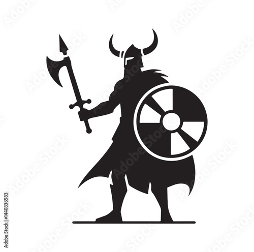 viking warrior silhouette vector illustration
