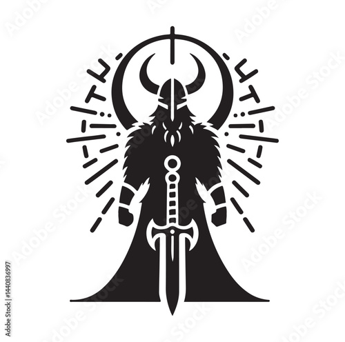 viking warrior silhouette vector illustration