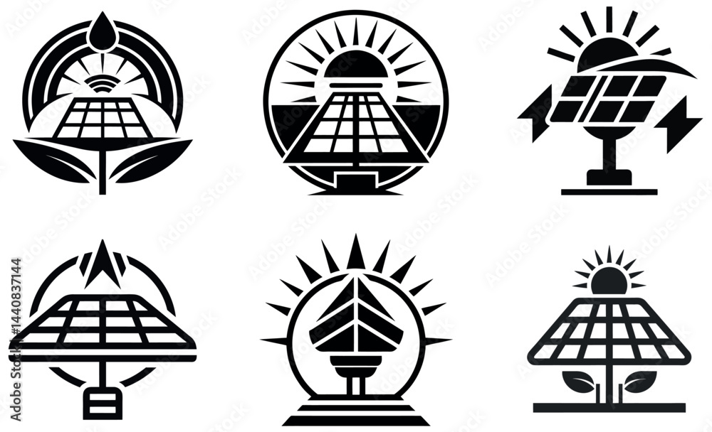 Naklejka premium Abstract Solar Energy Icons set design