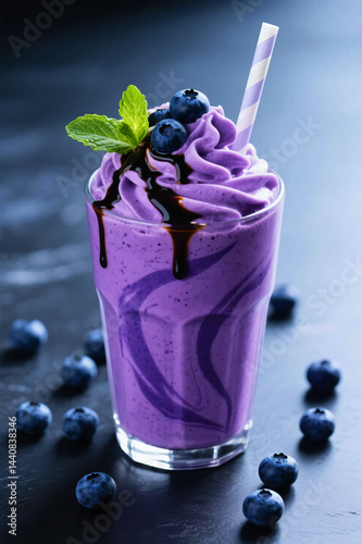 Blueberry smoothie with mint
