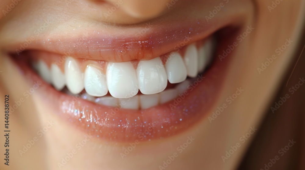 Obraz premium Beautiful white smile with a sparkle effect