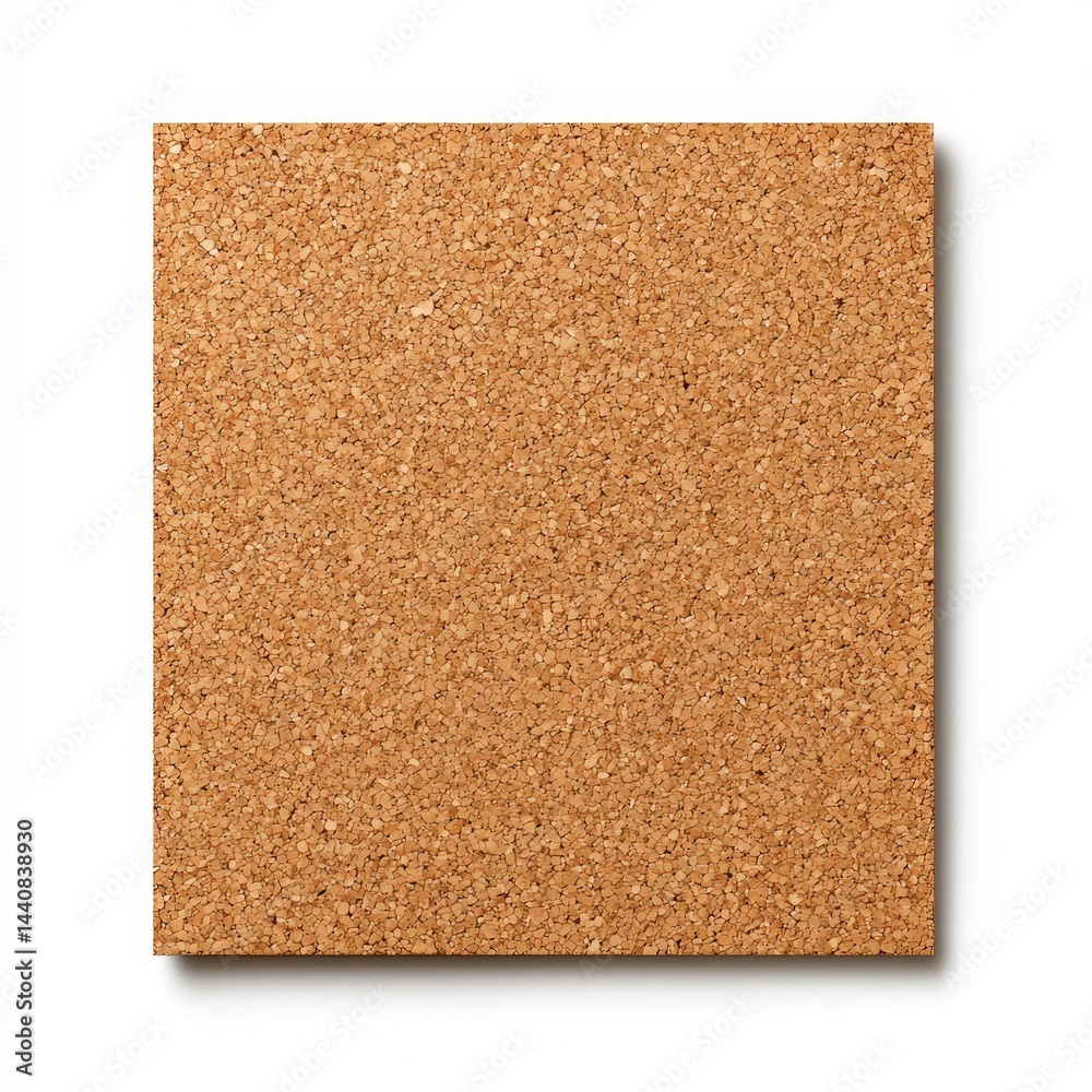 Fototapeta premium Square cork board with a natural brown texture, isolated on a white background.