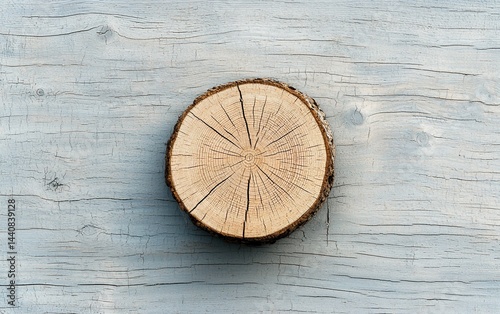 Wooden tree stump circle on painted wood