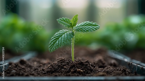 Young plant sprout in soil