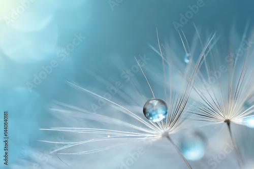 Close-up of a dandelion exhibiting a dreamy and delicate appearance, highlighting the macro details of its white fluffy seeds and the abstract texture of nature.