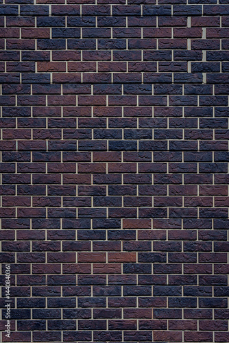 The brick wall is made of brown and black bricks. The bricks are arranged in a pattern.