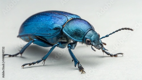 Blue Death Feigning Beetle on studio background

