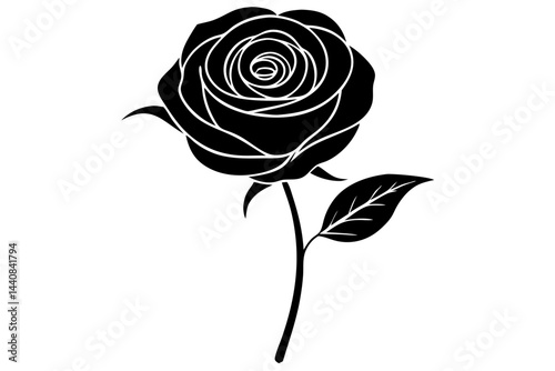 Delicate rose silhouette design with transparent background floral vector graphic, rose, silhouette, vector, flower, floral, design, plant, blossom, bloom, petal, nature, garden, botanical, beauty