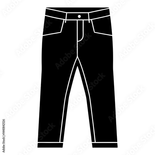 Simple Black Jeans Silhouette Vector on White