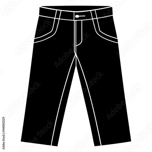 Simple Black Jeans Silhouette Vector on White
