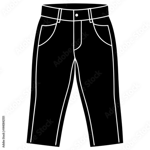 Simple Black Jeans Silhouette Vector on White